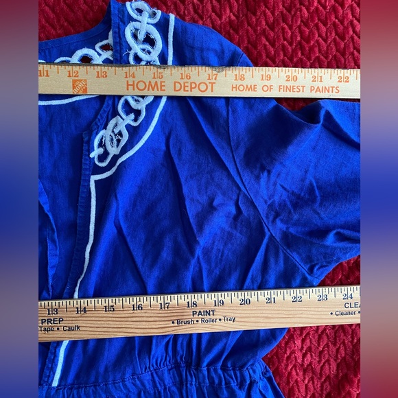 Banana Republic Deep Blue Empire Waist Drawstring & WHite Emdroidery Dress XL - Picture 13 of 15